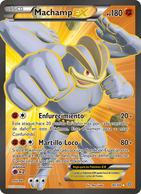 Carta Machamp EX de la expansión Antiguos Orígenes, número 90/98