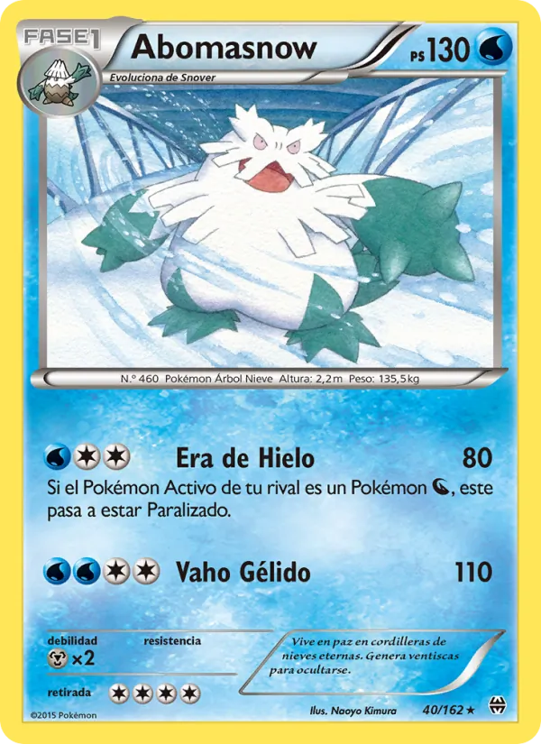 Carta Abomasnow de la expansión Turbo Impulso, número 40/162