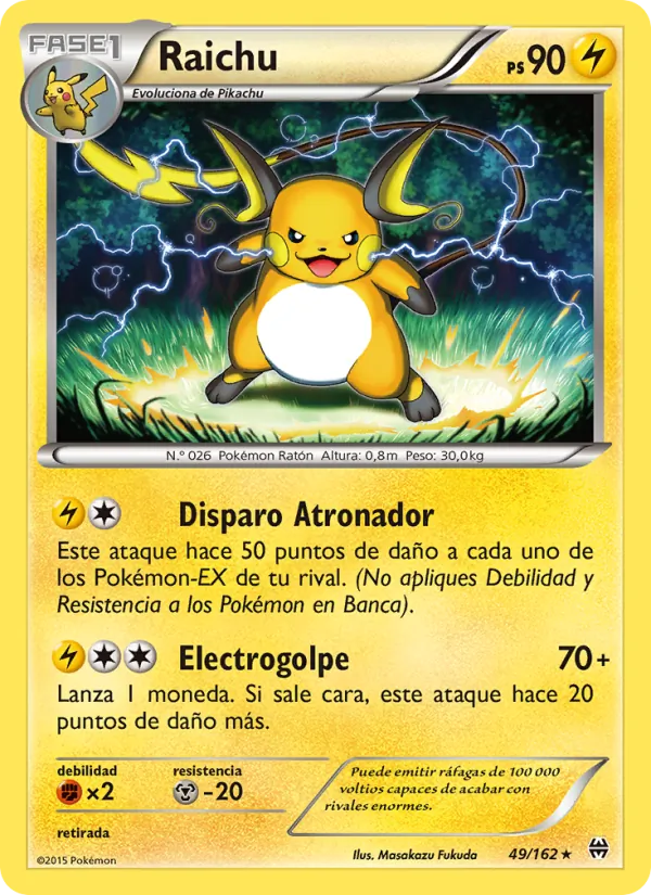Carta Raichu de la expansión Turbo Impulso, número 49/162