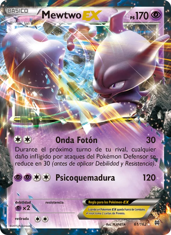 Carta Mewtwo EX de la expansión Turbo Impulso, número 61/162
