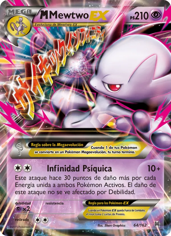 Carta M-Mewtwo EX de la expansión Turbo Impulso, número 64/162