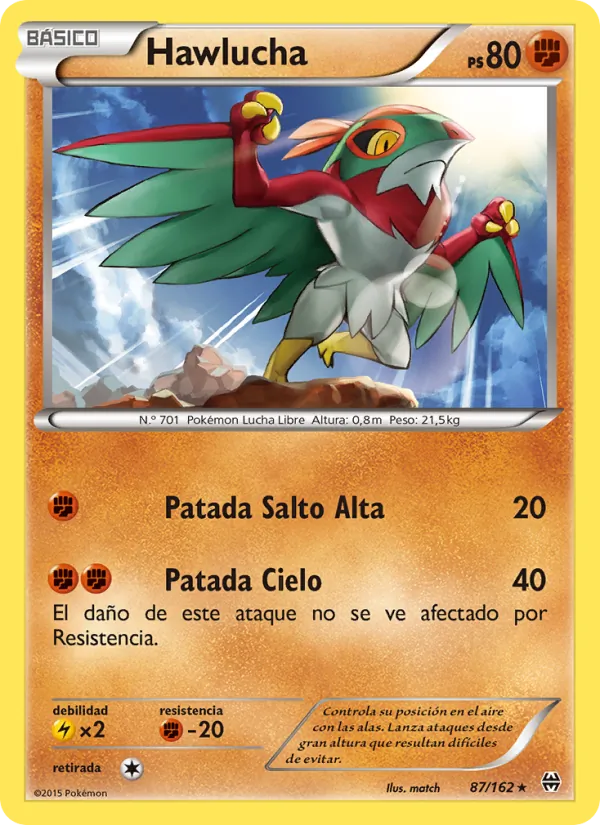 Carta Hawlucha de la expansión Turbo Impulso, número 87/162