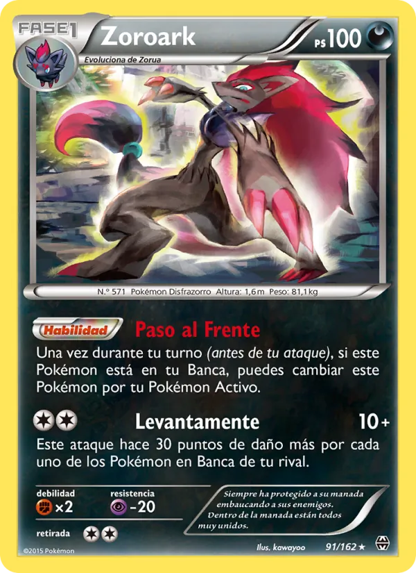 Carta Zoroark de la expansión Turbo Impulso, número 91/162