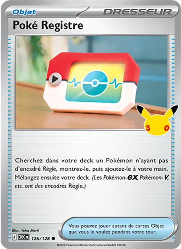 Carte Poké Registre de l'extension 30ᵉ Anniversaire, numéro 126/128
