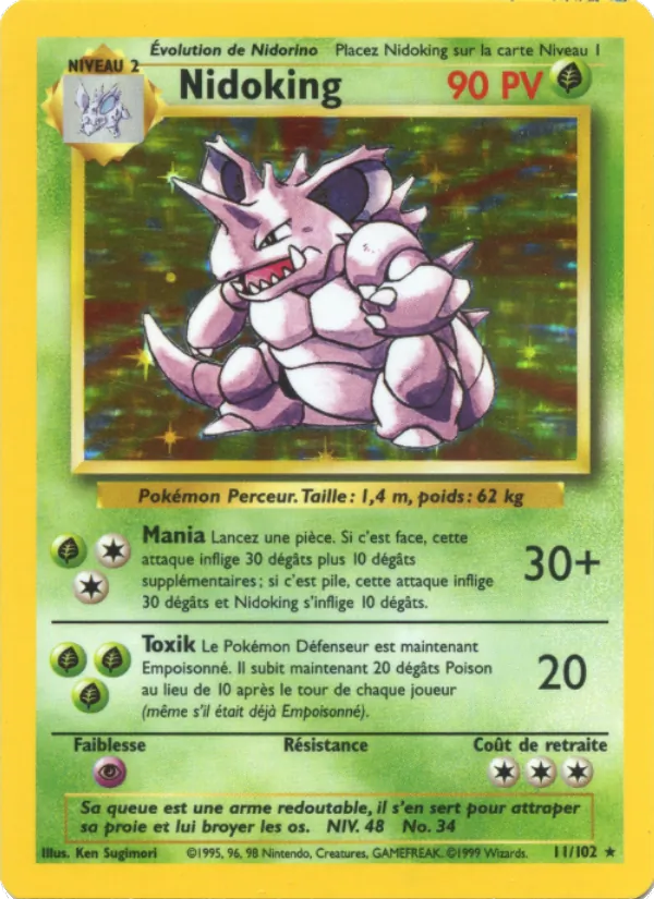 Carte Nidoking de l'extension Set de Base, numéro 11/102