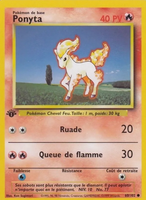 Carte Ponyta de l'extension Set de Base, numéro 60/102