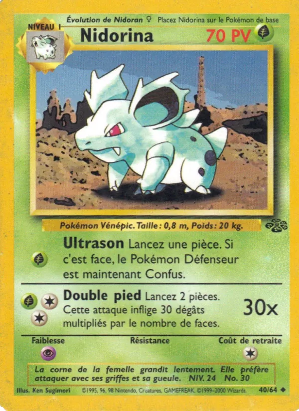 Carte Nidorina de l'extension Jungle, numéro 40/64