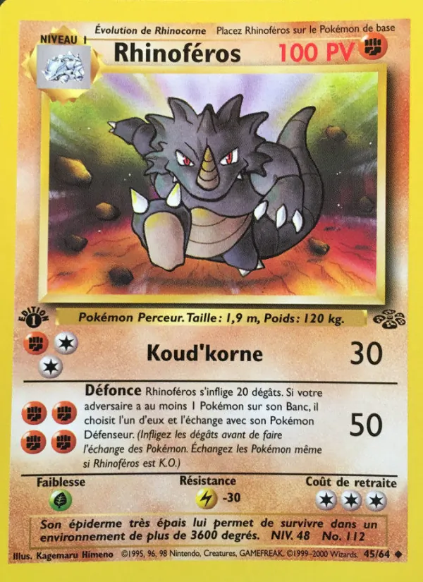Carte Rhinoféros de l'extension Jungle, numéro 45/64