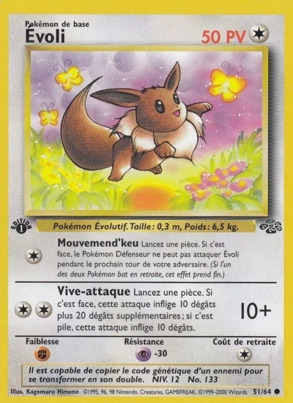 Carte Évoli de l'extension Jungle, numéro 51/64
