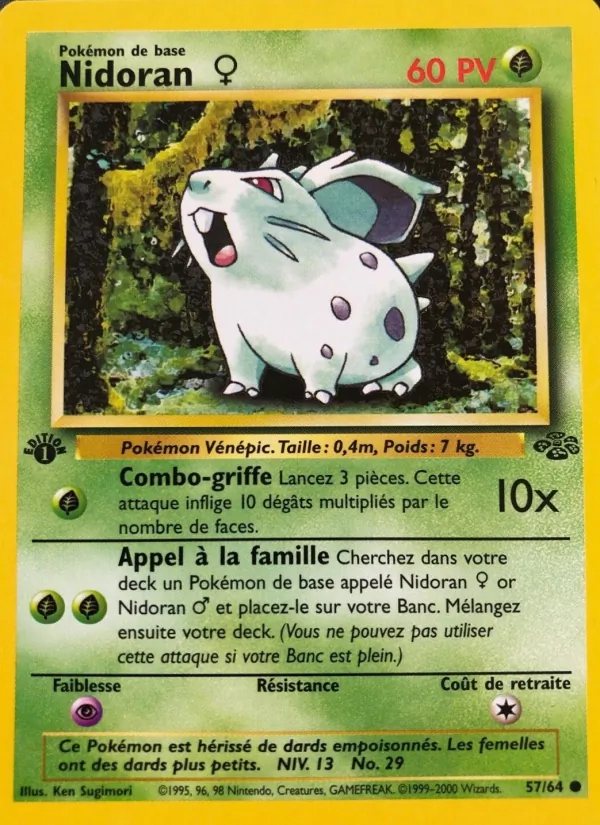 Carte Nidoran ♀ de l'extension Jungle, numéro 57/64