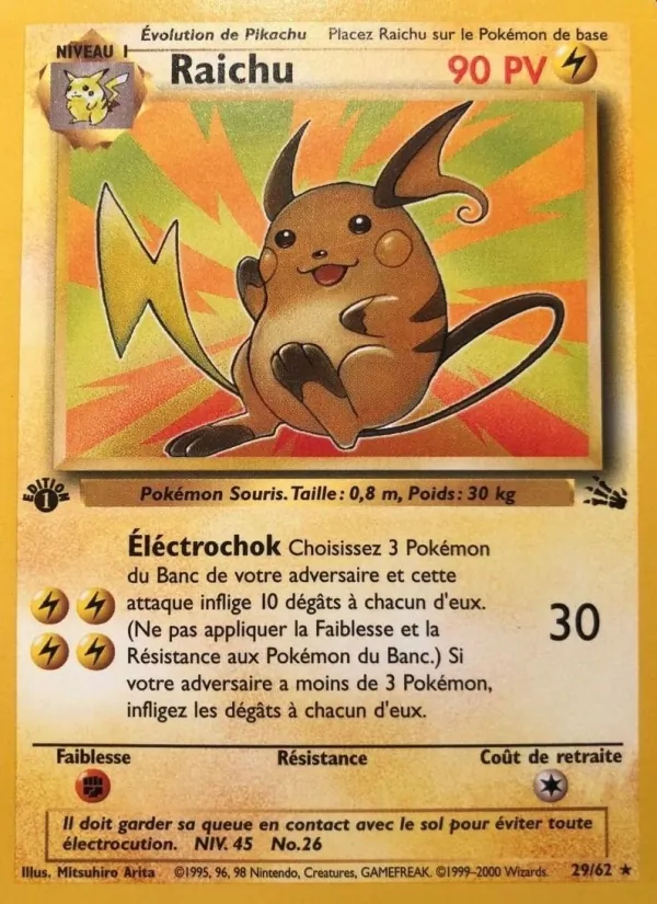 Carte Raichu de l'extension Fossile, numéro 29/62