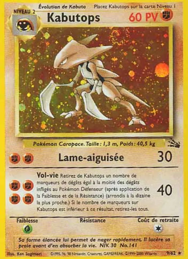 Carte Kabutops de l'extension Fossile, numéro 9/62