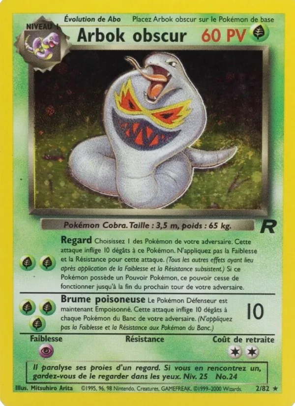 Carte Arbok obscur de l'extension Team Rocket, numéro 2/82