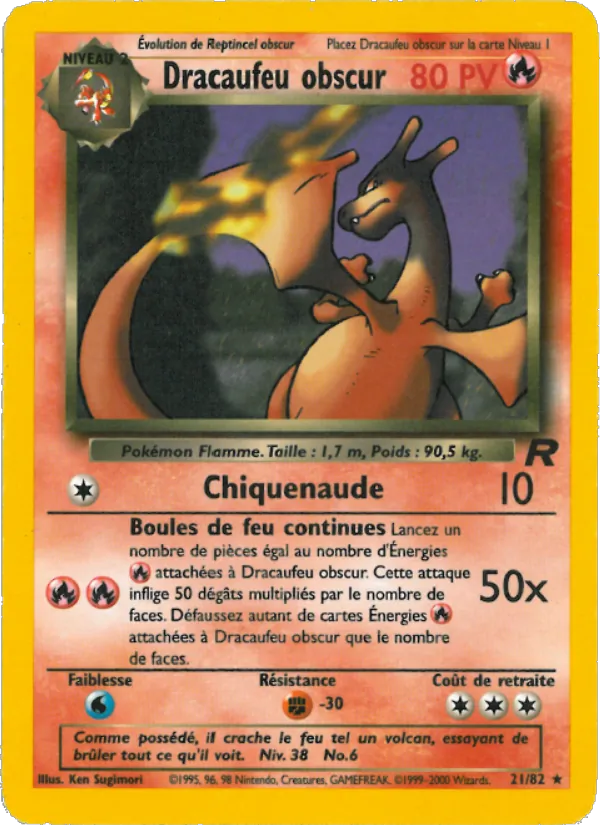 Carte Dracaufeu obscur de l'extension Team Rocket, numéro 21/82