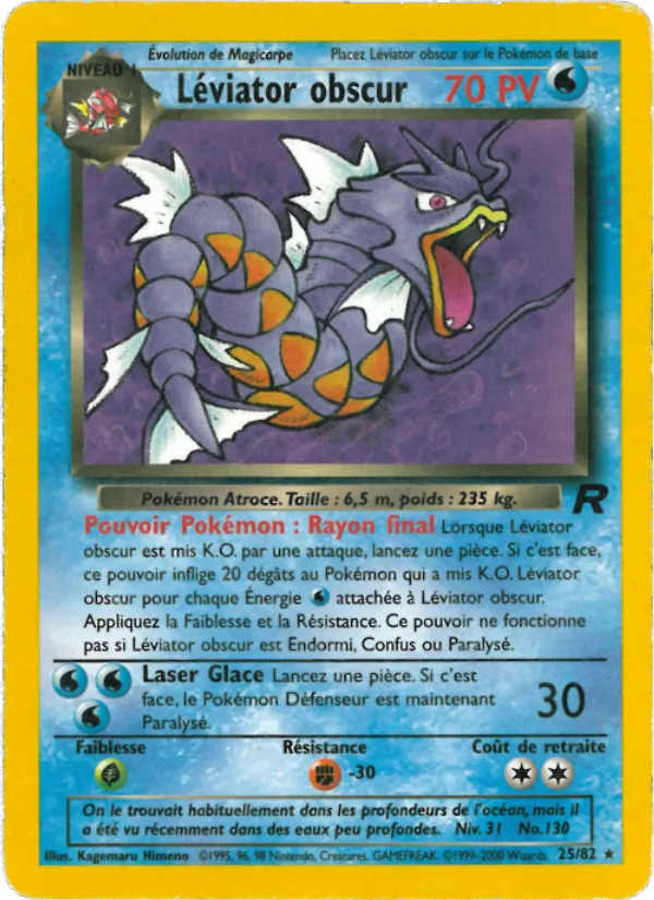 Carte Léviator obscur de l'extension Team Rocket, numéro 25/82