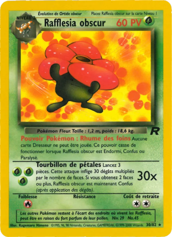 Carte Rafflesia obscur de l'extension Team Rocket, numéro 30/82