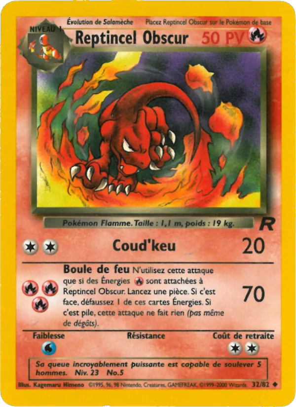 Carte Reptincel Obscur de l'extension Team Rocket, numéro 32/82