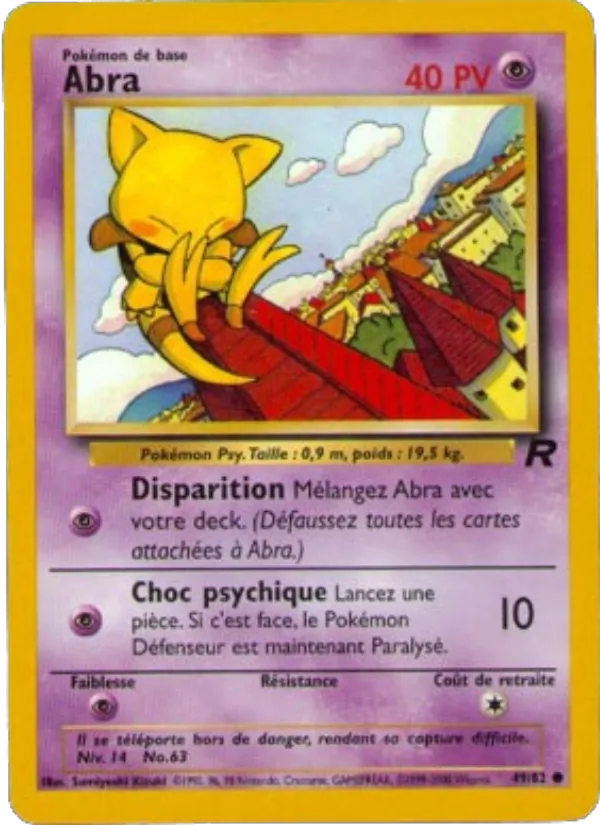 Carte Abra de l'extension Team Rocket, numéro 49/82