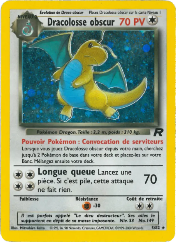 Carte Dracolosse obscur de l'extension Team Rocket, numéro 5/82