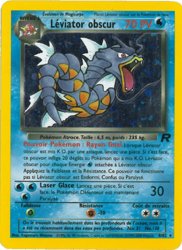 Carte Léviator obscur de l'extension Team Rocket, numéro 8/82