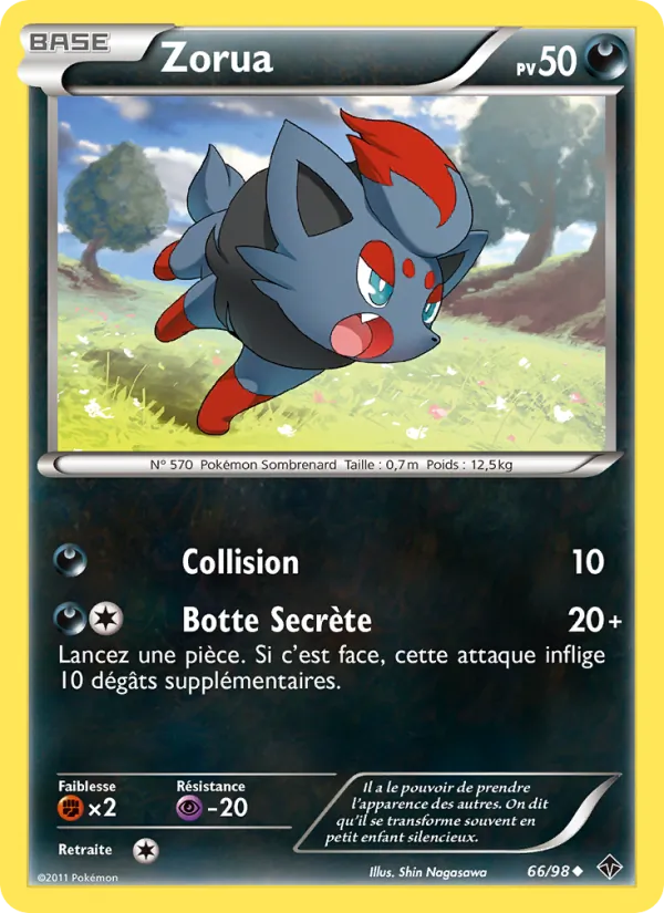 Carte Zorua de l'extension Pouvoirs Émergents, numéro 66/98