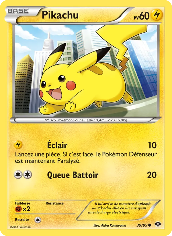 Carte Pikachu de l'extension Destinées Futures, numéro 39/99