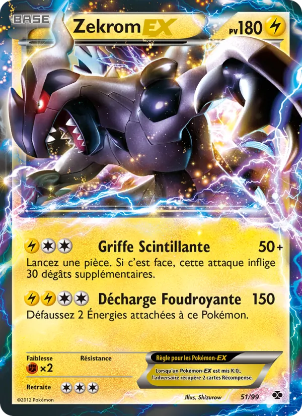 Carte Zekrom-EX de l'extension Destinées Futures, numéro 51/99