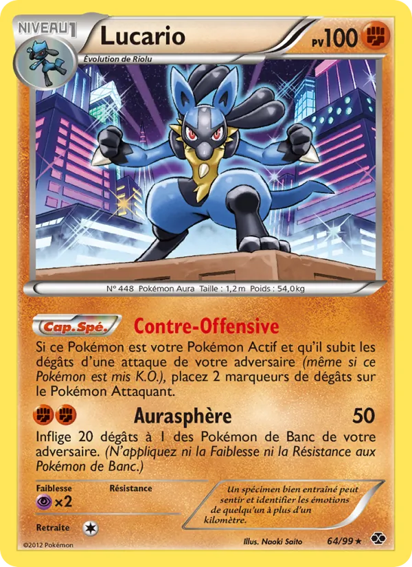 Carte Lucario de l'extension Destinées Futures, numéro 64/99