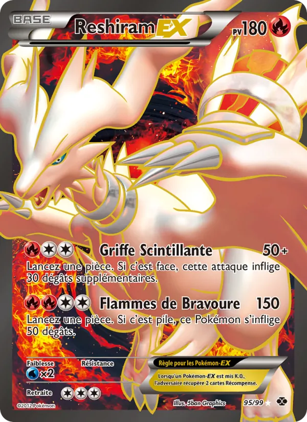 Carte Reshiram-EX de l'extension Destinées Futures, numéro 95/99