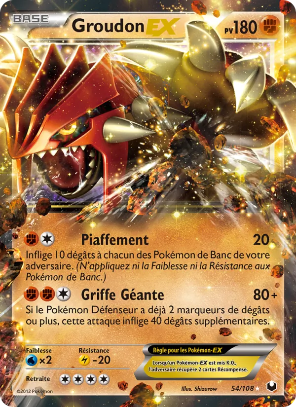 Carte Groudon-EX de l'extension Explorateurs Obscurs, numéro 54/108