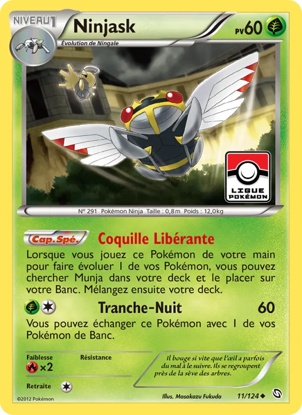 Carte Ninjask de l'extension Dragons Éxaltés, numéro 11/124