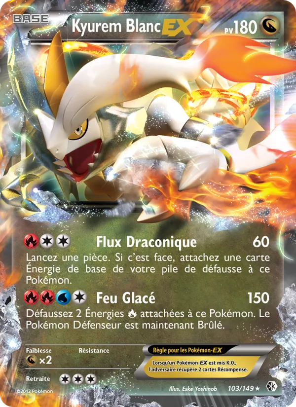 Carte Kyurem Blanc EX de l'extension Frontières Franchies, numéro 103/149
