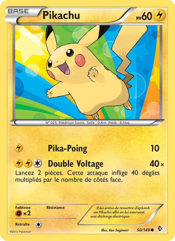 Carte Pikachu de l'extension Frontières Franchies, numéro 50/149