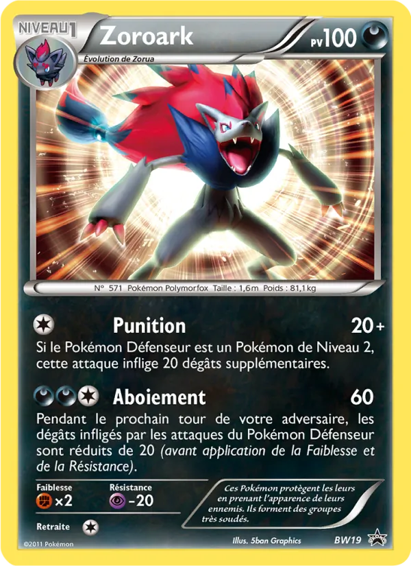 Carte Zoroark de l'extension Promo BW, numéro BW19/101