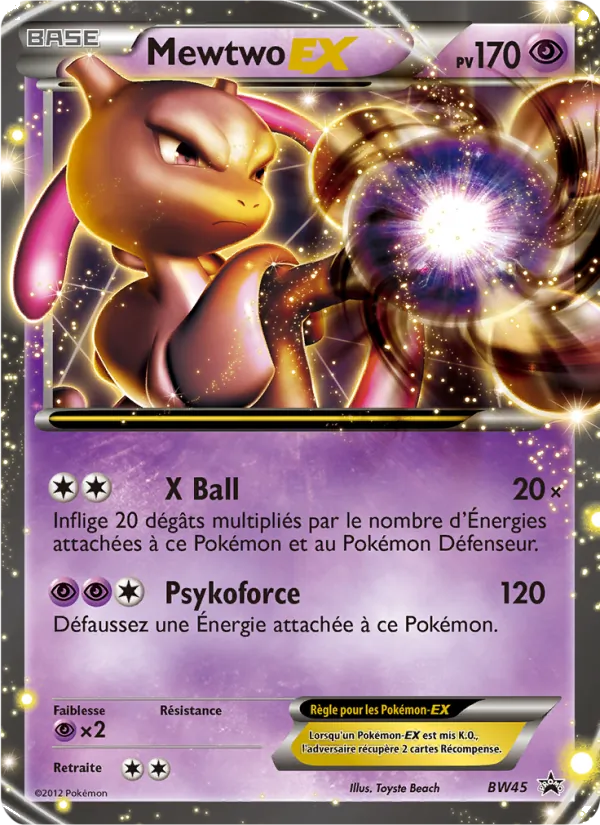 Carte Mewtwo ex de l'extension Promo BW, numéro BW45/101