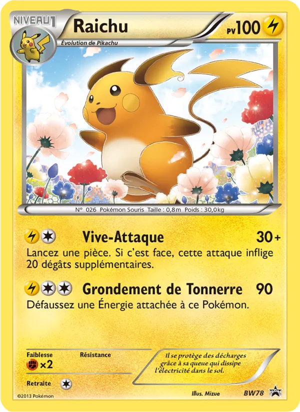 Carte Raichu de l'extension Promo BW, numéro BW78/101