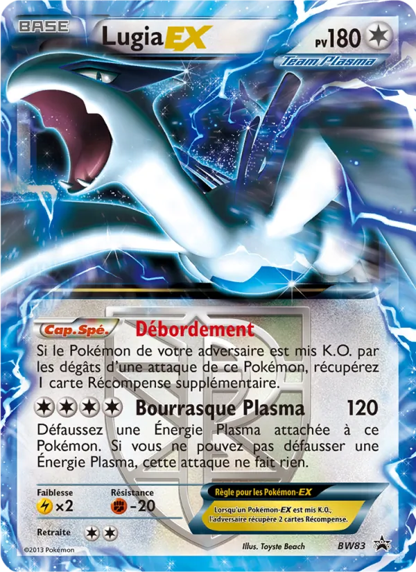 Carte Lugia ex de l'extension Promo BW, numéro BW83/101