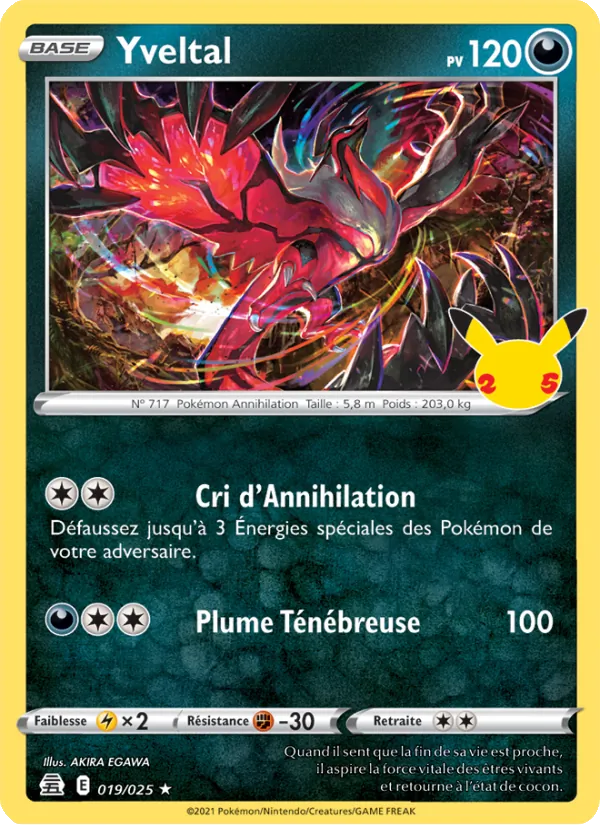 Carte Yveltal de l'extension Célébrations, numéro 19/25