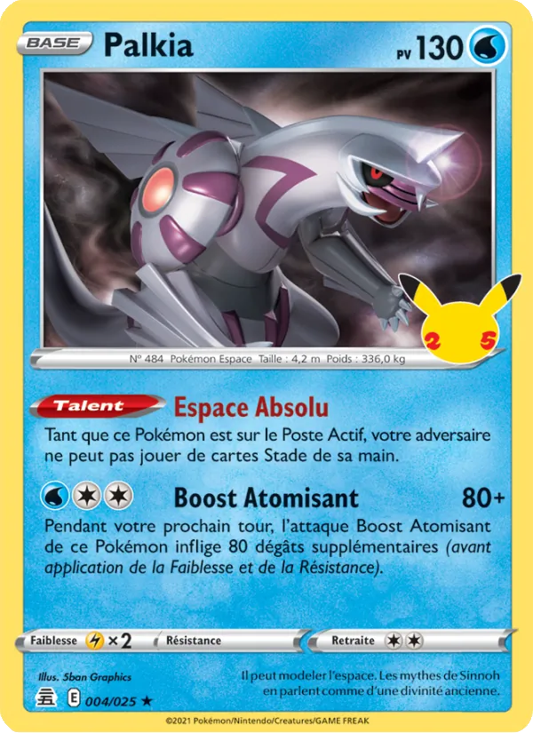Carte Palkia de l'extension Célébrations, numéro 4/25