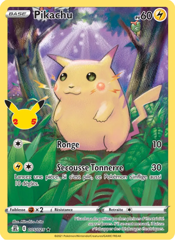 Carte Pikachu de l'extension Célébrations, numéro 5/25