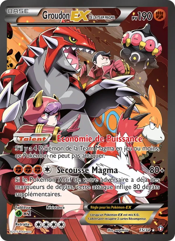 Carte Groudon-EX de la Team Magma de l'extension Double Danger, numéro 15/34