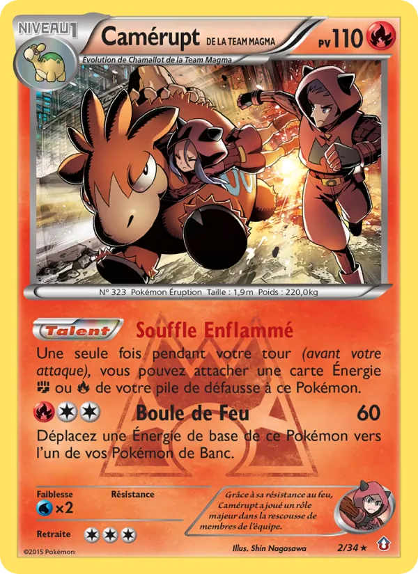 Carte Camérupt de la Team Magma de l'extension Double Danger, numéro 2/34