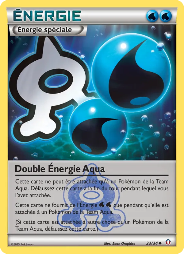 Carte Double Énergie Aqua de l'extension Double Danger, numéro 33/34