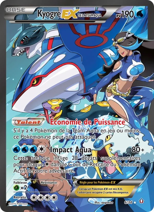 Carte Kyogre-EX de la Team Aqua de l'extension Double Danger, numéro 6/34