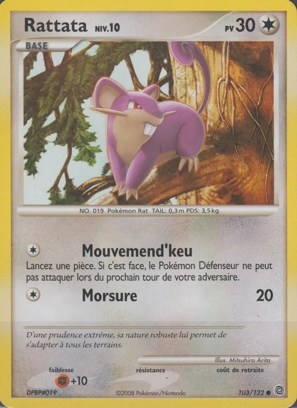 Carte Rattata de l'extension Merveilles Secrètes, numéro 103/132