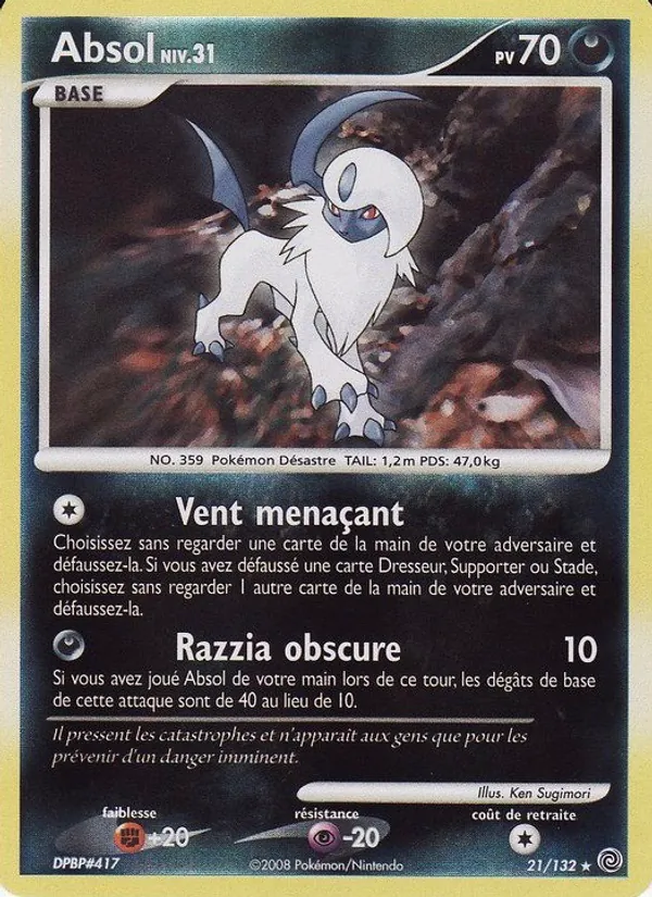 Carte Absol de l'extension Merveilles Secrètes, numéro 21/132