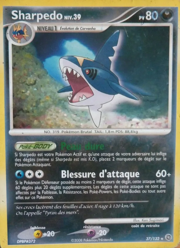 Carte Sharpedo de l'extension Merveilles Secrètes, numéro 37/132