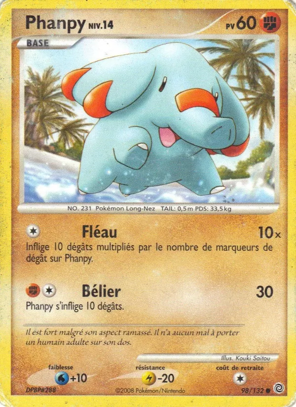 Carte Phanpy de l'extension Merveilles Secrètes, numéro 98/132