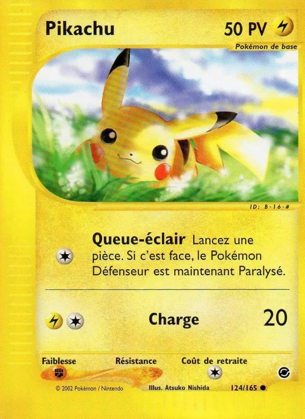 Carte Pikachu de l'extension Expedition, numéro 124/165