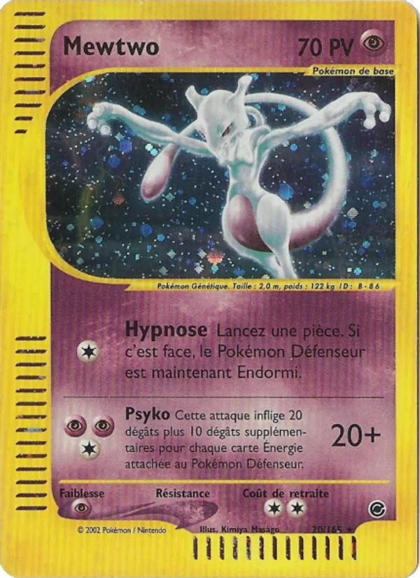 Carte Mewtwo de l'extension Expedition, numéro 20/165